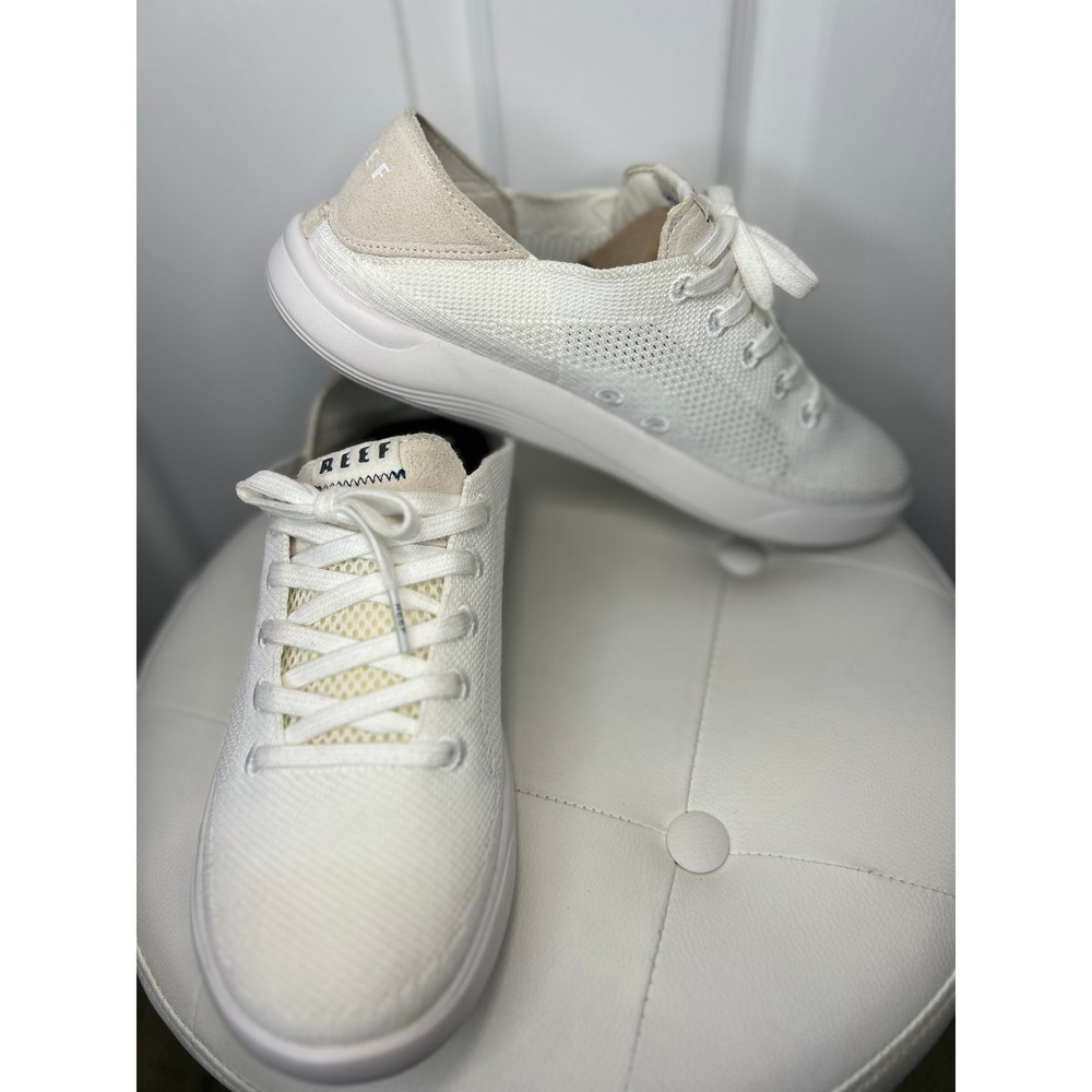 Reef Swellsole Neptune Knit Sneakers 10 White Lightweight Casual Athleisure